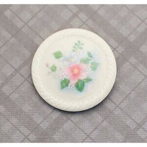 Vintage Mid Century White Ceramic Brooch by Avon G8